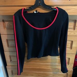 Thick black with red lined crop top